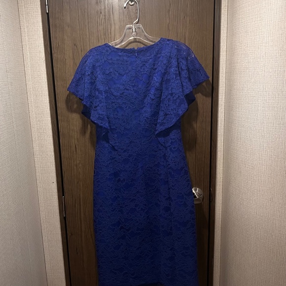Lauren Ralph Lauren Royal Blue Lace Flutter Sleeve Sheath Dress – Size 8 - Picture 2 of 3